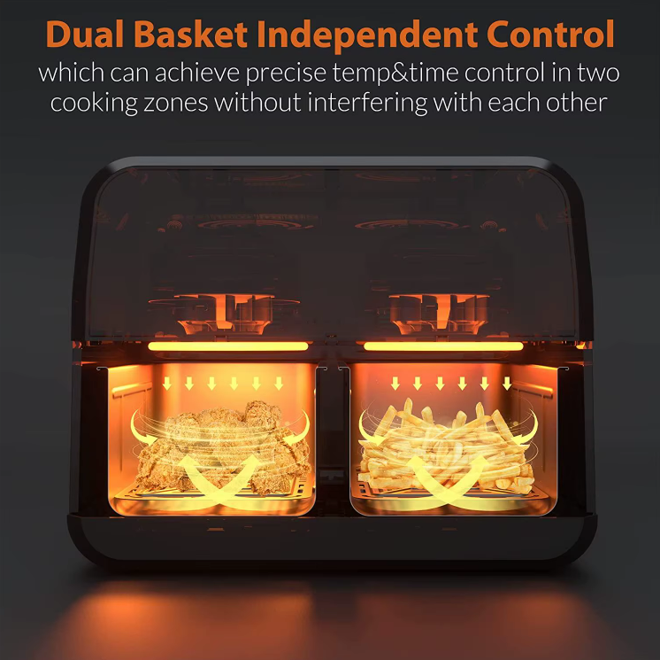 Keplin Dual Zone Air Fryer ?C Extra-Large 9L Capacity, 6 Cooking Functions, Energy-Saving Family Cooker for Roasting, Baking & Crisping - Image 6