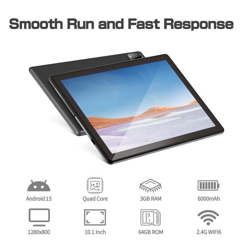 PRITOM 10.1 Inch Android 15 Tablet, With Keyboard & Mouse & Case & Stylus, 6000mAh battery, 8MP, 64GB ROM, Good choice for Festival Gift, Summer Sale best bundle - Bild 2